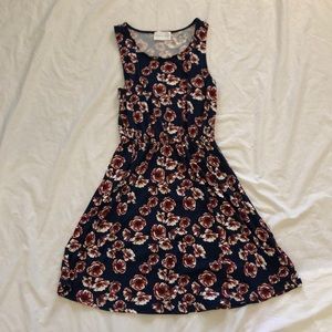French grey floral knee length dress